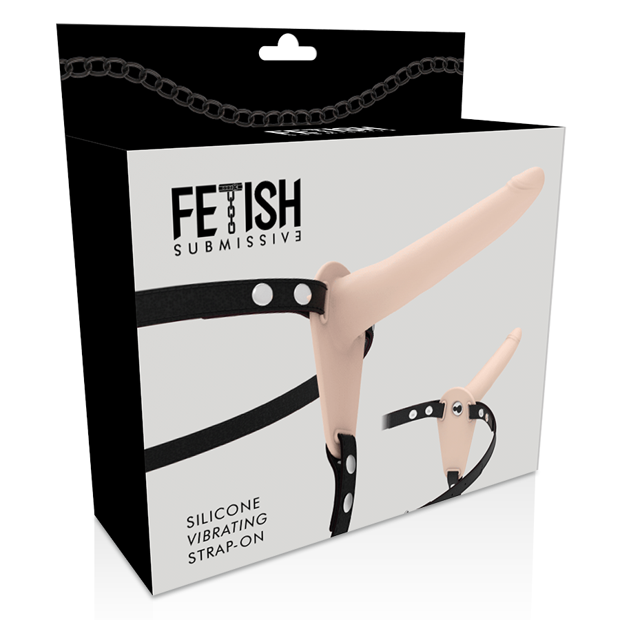 Fetisch devot Silikon Strap-On Vibrator Fleisch 15cm