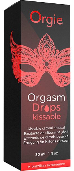 Glasflasche mit Pipette von Orgie Orgasm Drops Kissable, 30 ml