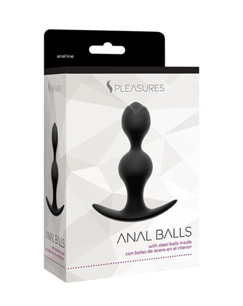 Analkugeln S Pleasures Anal Balls in Schwarz, mit zwei Kugeln und der Stopper-Basis