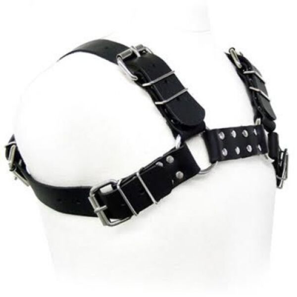 Herren-Harness Leather Body Black Bull Dog mit verstellbaren Riemen