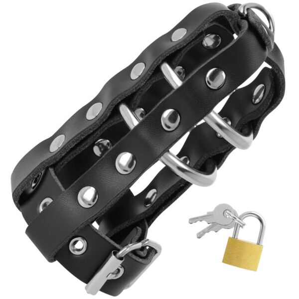 Keuschheitskäfig Darkness mit Basisring und Ringen