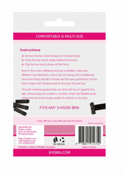 Rückenfreier BH-Adapter Bye Bra in Schwarz, für BHs mit 2 oder 3 Haken