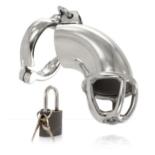 Keuschheitskäfig Metal Hard Lancelot mit Ring, Sicherungsstift und Vorhängeschloss