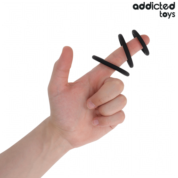 Set aus drei Penisringen Addicted Toys Modell 2 aus Silikon