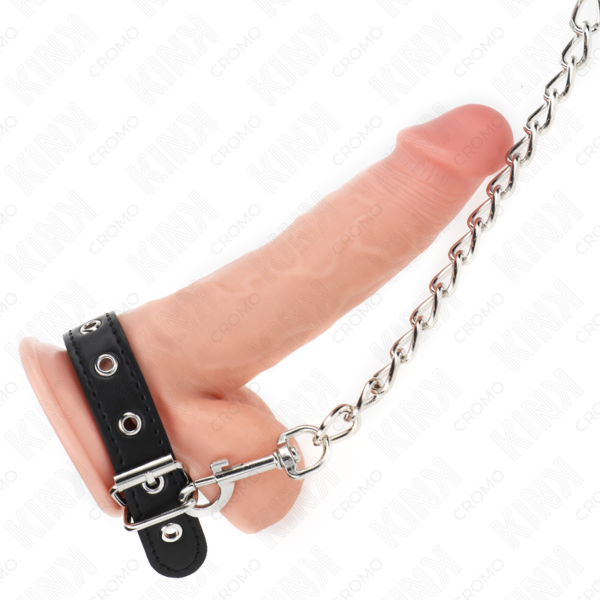 Penisring Kink Ring Power mit verstellbarem Riemen und Metallkette