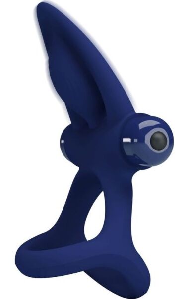 Blauer vibrierender Penisring Pretty Love BI-210306-3 mit Borstenstimulator