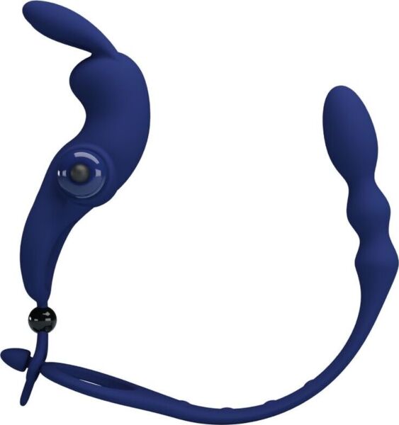 Vibrierender Penisring mit Analplug Pretty Love BI-210213-3 in Blau