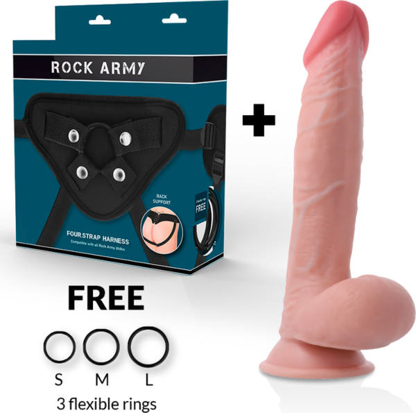 Realistischer Dildo Rock Army Dual Density Sherman, 24 cm, hautfarben, mit Saugnapf-Basis