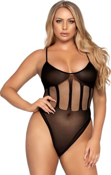 Leg Avenue Flawless Bodysuit & Skirt als Body-Set in Schwarz: blickdichter Body mit Netz an der Taille und Tubenrock aus Netz