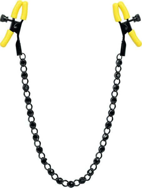 Nippelklemmen CalExotics Boundless Nipple Teasers, schwarz, mit Kette und Kristallen