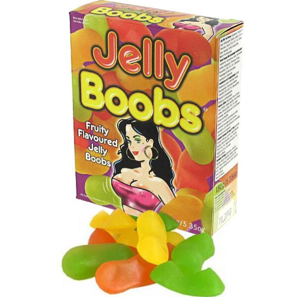 Packung Fruchtgummis Spencer & Fleetwood Jelly Boobs in Brustform