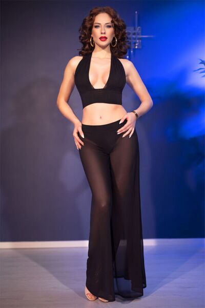 Dessous-Set Chilirose CR 4857 mit Top zum Binden, weiter Hose und Tanga