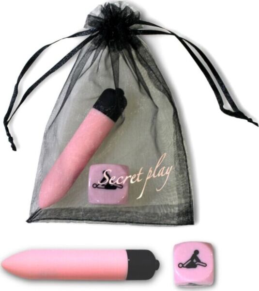 Secret Play Erotik-Set Sensual Feelings mit rosa Bullet-Vibrator, rosa Stellungswürfel und Organzabeutel