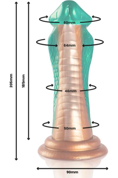 Dildo Epic Python Cobra Green mit Eichel, Verdickung darunter und Basis
