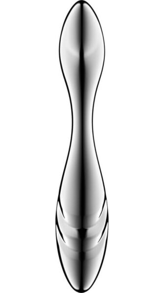 Dildo Satisfyer Pure Gravity 3 aus Edelstahl, silberfarben und doppelseitig