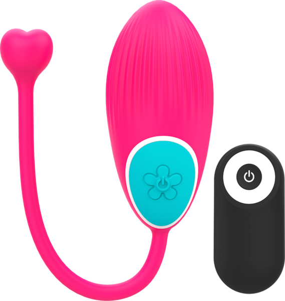 Mini-Vibrator Happy Loky Ocian in Rosa und Türkisblau mit schwarzer Fernbedienung