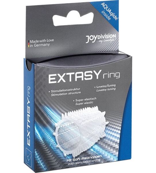 Penisring Joydivision Extasyring aus transparentem Silikon mit Noppen