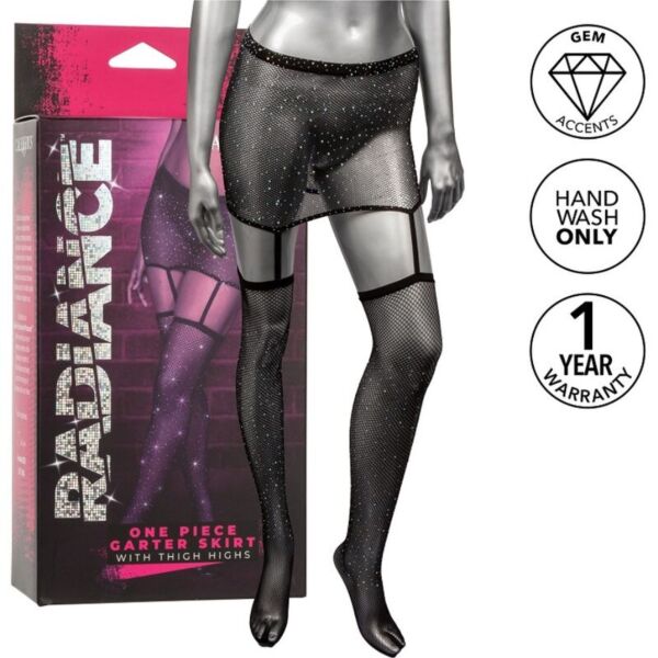 CalExotics Radiance Garter One-Piece Strapsrock mit Strümpfen, Minirock mit Strapsen und Strümpfen bis zum Oberschenkel in einem Teil