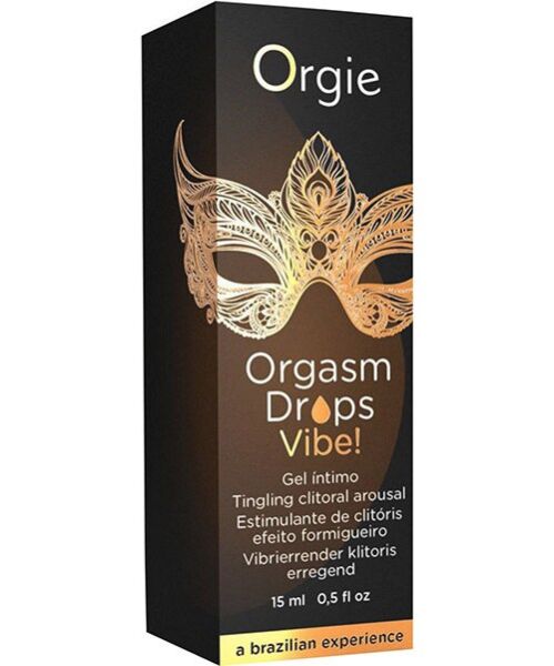 Tropfflasche aus Glas mit 15 ml des Klitoris-Stimulationsgels Orgie Orgasm Drops Vibe