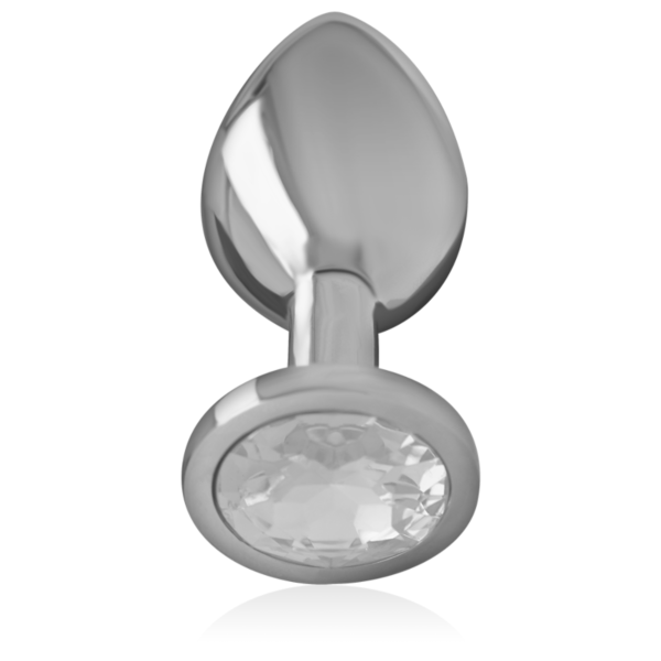 Analplug Intense Silver Crystal aus Metall mit funkelndem Stein und blauen Details