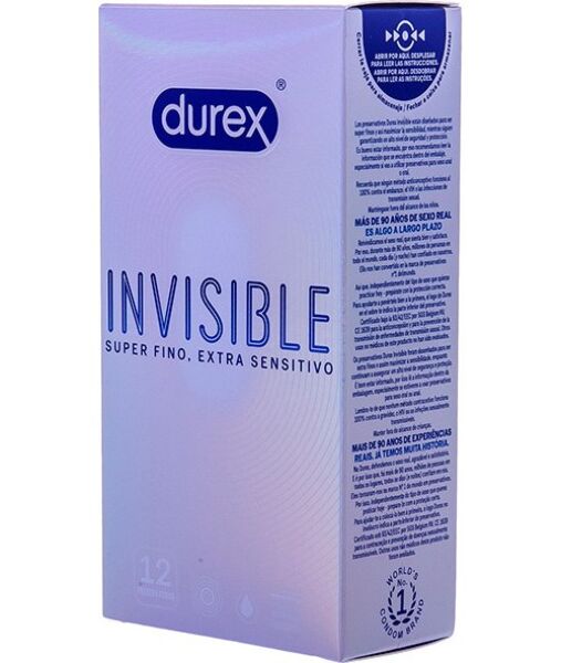 Packung mit 12 Durex Invisible Ultra Fino Kondomen