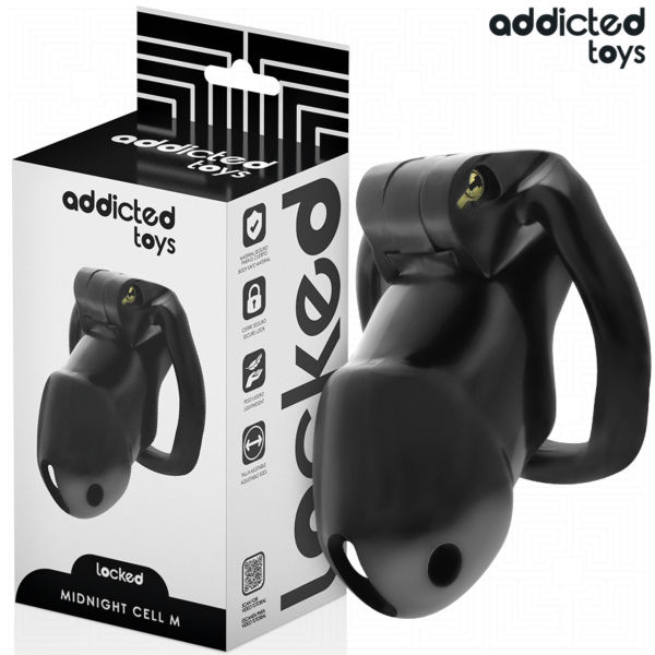 Peniskäfig Addicted Toys Locked Mindnight Cell mit Ringen und Schlüsseln