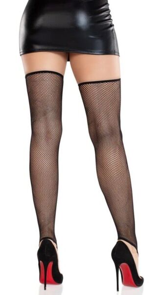 Schwarze fußlose Netzstrümpfe Leg Avenue Stevie mit Zehenschlaufe