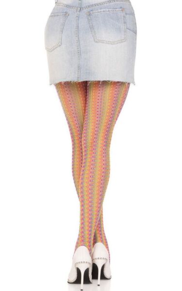Netz-Strumpfhose Leg Avenue Acadia Rainbow mit mehrfarbigem Regenbogenmuster