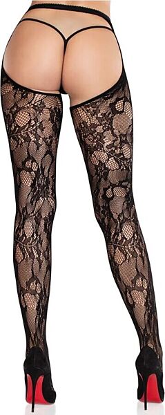 Ouvert-Strumpfhose aus Blumenspitze Leg Avenue Selene, im Schritt und hinten offen