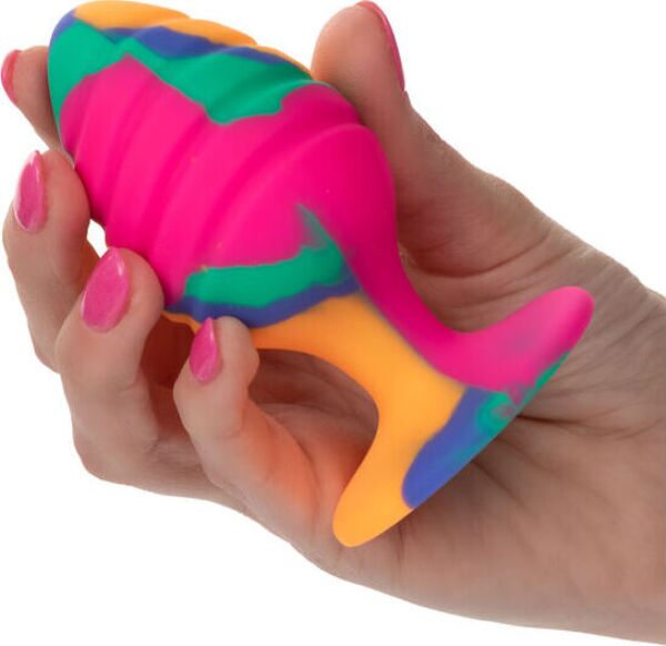 Analplug CalExotics Cheeky Large Swirl mit Tie-Dye-Muster und Saugnapf-Basis