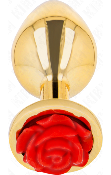 Analplug Kink Rote Rose aus Edelstahl, mit der roten Rose am Fuß