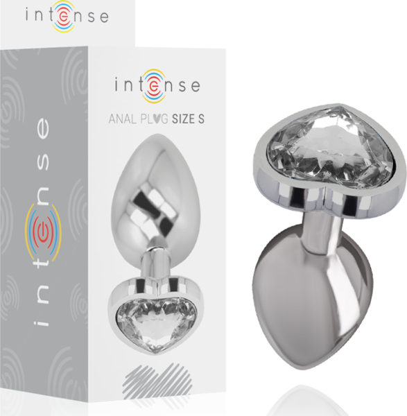 Analplug Intense Heart aus Metall mit Schmuckstein in Herzform