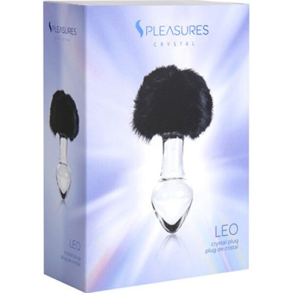 Analplug S Pleasures Crystal Leo, transparent mit schwarzem Kaninchenschwanz