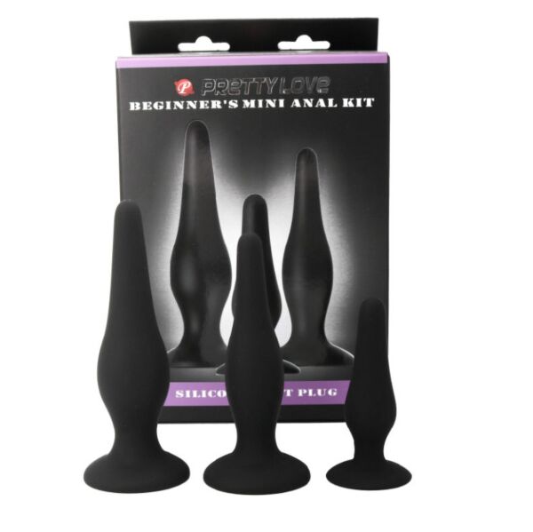 Die drei Analplugs des Pretty Love Initiation Kit in Klein, Mittel und Groß