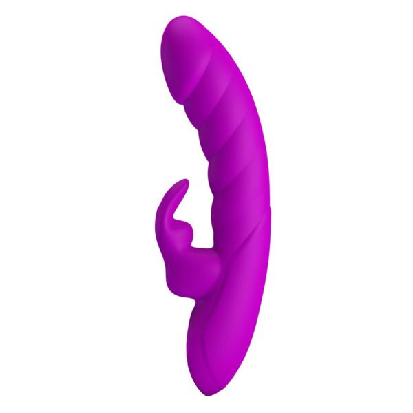 Rabbit-Vibrator Pretty Love Monica in Lila, mit gebogener Spitze und Arm für die Klitoris