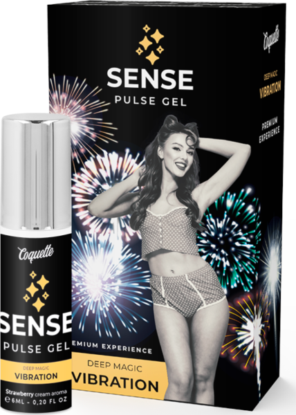 Liquid Vibrator Coquette Chic Desire Sense Pulse Gel in der Verpackung mit Sprühkopf