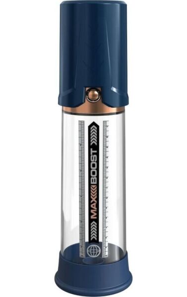 Penispumpe Pump Worx Max Boost mit transparentem Zylinder, Skala und integriertem Handkolben