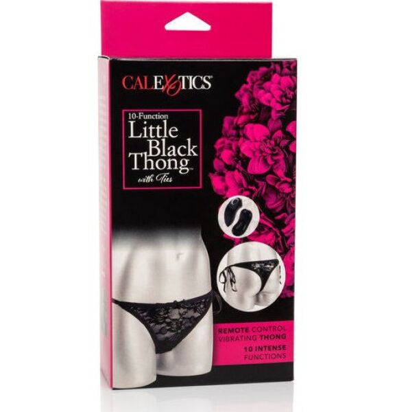 Vibrator-Tanga CalExotics 10 Function Thong aus schwarzer Spitze mit herausnehmbarem Mini-Vibrator
