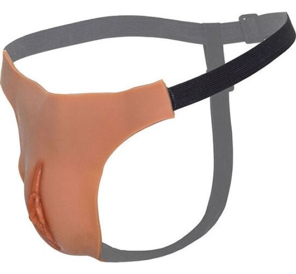 Tanga aus Silikon Hidden Desire Open Vagina String in hellem Hautton, mit offener Vagina und verstellbaren Bändern