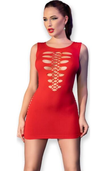 Rotes Chilirose CR 4622 Minikleid in Größe S/M mit Öffnungen