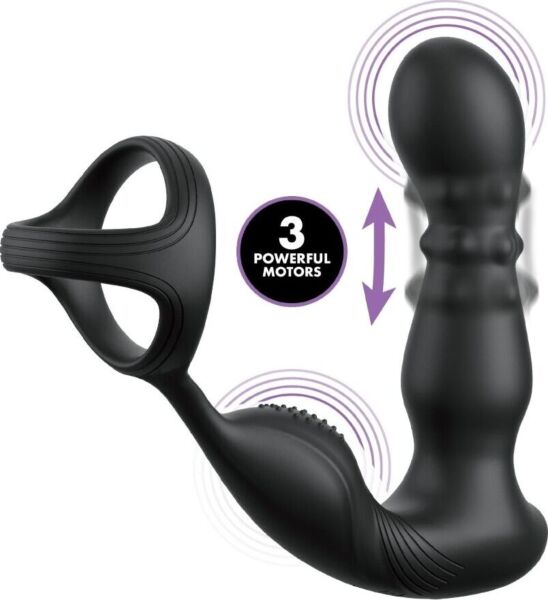 Schwarzer Anal-Vibrator Fantasy Elite Ass-Gasm Taint-alizer mit rotierenden Kugeln zur Stimulation des Damms