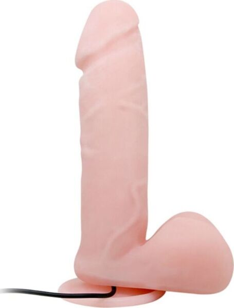 Realistischer Vibrator Baile BW-008017BRSY mit Hoden und Saugnapf an der Basis
