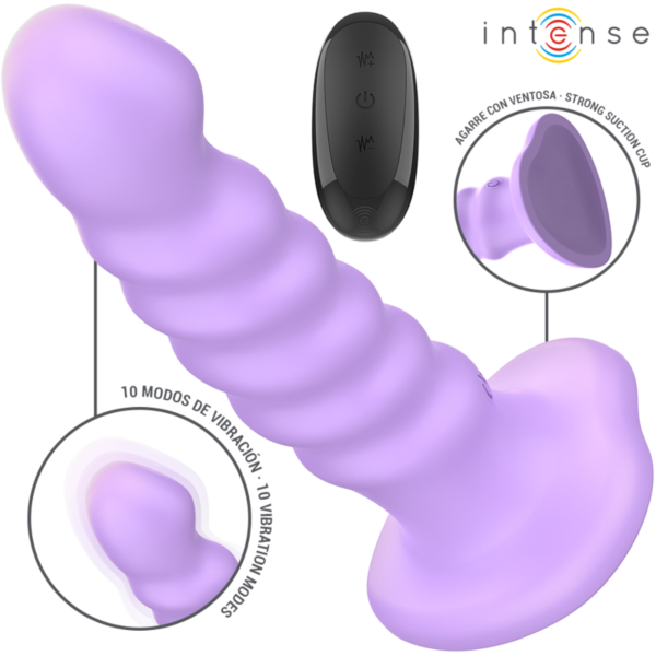 Violetter Vibrator Intense Brenda mit Saugnapf-Fuß und Fernbedienung