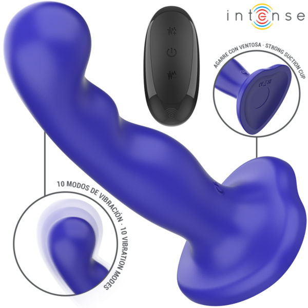 Blauer Vibrator Intense Shorty mit Mulden-Relief und Saugnapf am Fuß