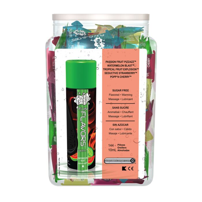 WET FUN FLAVORS HEATING 10ML  144 ASSORTED PILLOWS BOWL DISPLAY