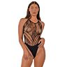 Bodysuit Lace LJ Floral Halter | Black Floral
