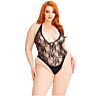 Teddy Leg Avenue Floral Lace Deep-V in Einheitsgröße