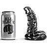 Dildo ALL BLACK 13 cm mit geripptem Schaft