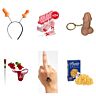 Set für den Junggesellinnenabschied mit Haarreif, Lutscher, Tattoos und Scherzgeschenken