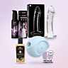 Premium-Set für sie mit Satisfyer Druckwellenvibrator und Glasdildo